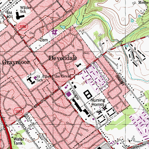 Topographic Map of Suburban Christian Church Preschool and Kindergarten, KY