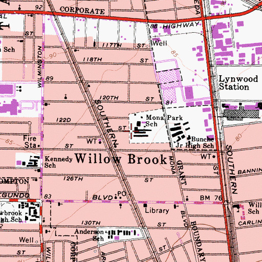 Topographic Map of Martin Luther King Elementary School, CA