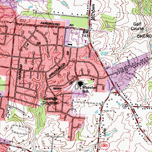Topographic Map of Wheeler Elementary School, KY