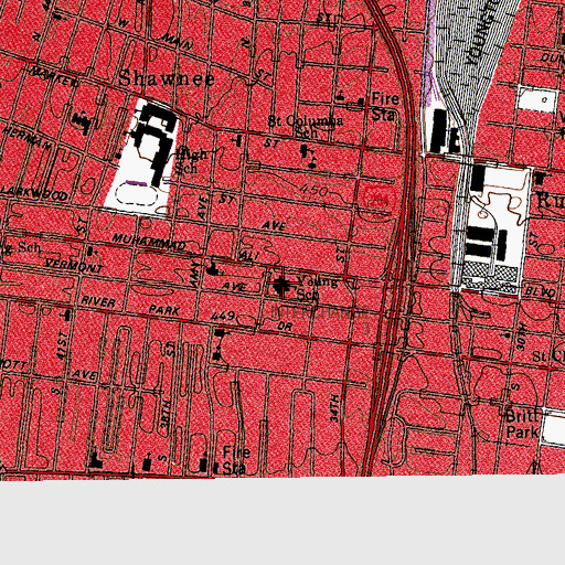Topographic Map of Whitney Young Elementary School, KY