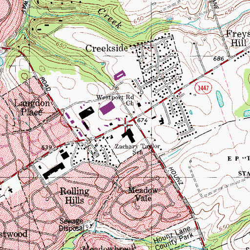 Topographic Map of Zachary Taylor Elementary School, KY