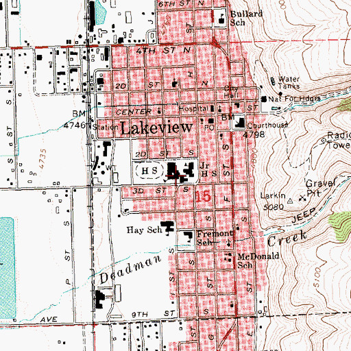 Topographic Map of Daly Middle School, OR