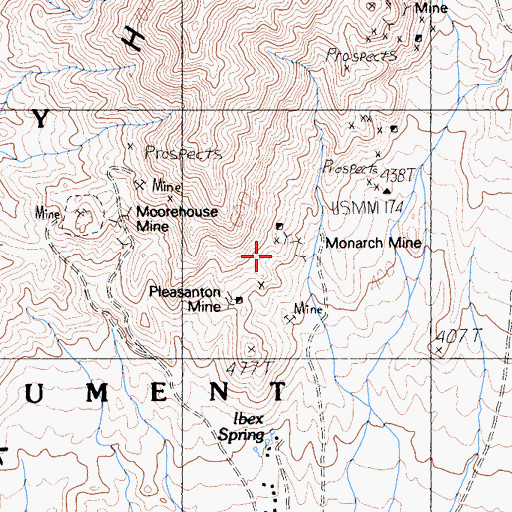 Topographic Map of Monarch Mine, CA