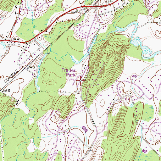 Topographic Map of Charlotte Grove Mobile Court, NY