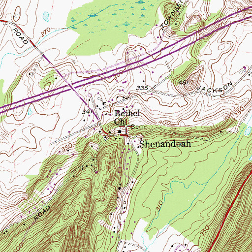 Topographic Map of Bethel Baptist Cemetery, NY