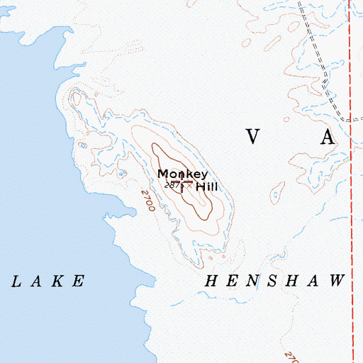 Topographic Map of Monkey Hill, CA