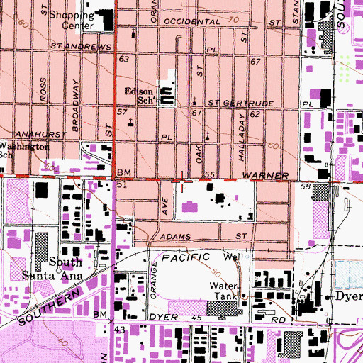 Topographic Map of Monroe School, CA