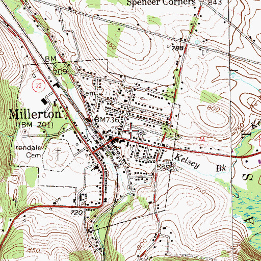 Topographic Map of Millerton Methodist Church, NY