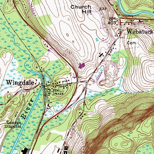 Topographic Map of Dover Plains Library, NY