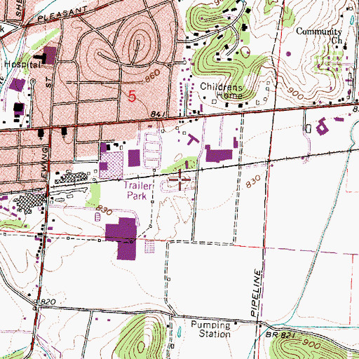 Topographic Map of Taylor Mobile Home Park, OH