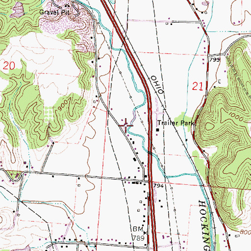 Topographic Map of Yogi's Mobile Home Park, OH
