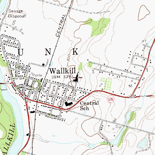 Topographic Map of Ostrander Elementary School, NY