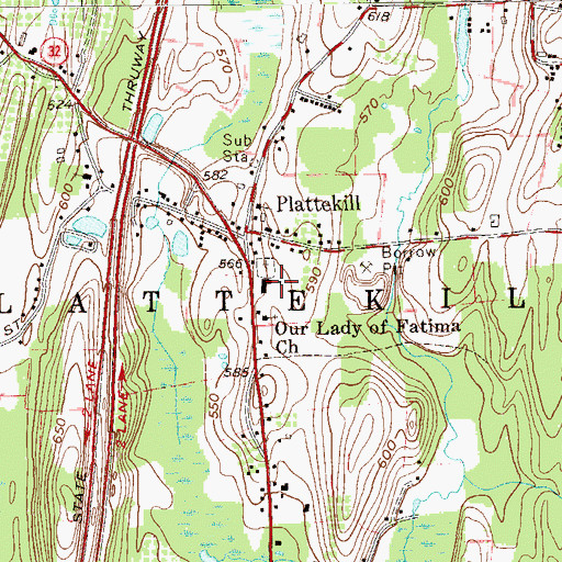 Topographic Map of Plattekill Elementary School, NY