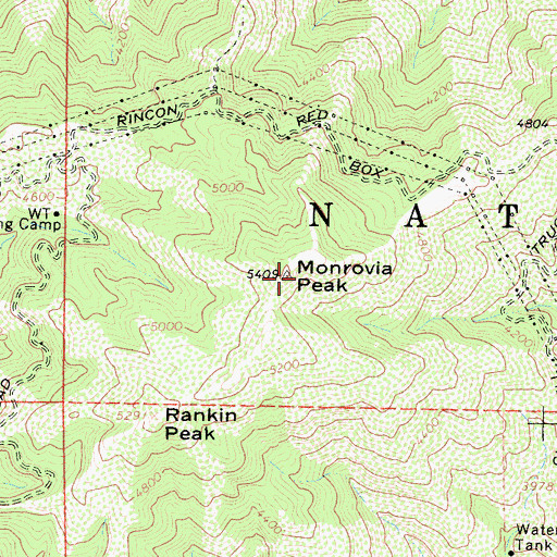 Topographic Map of Monrovia Peak, CA