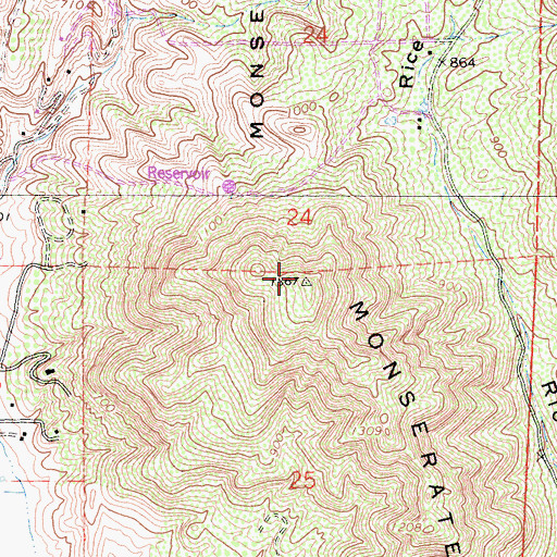 Topographic Map of Monserate Mountain, CA