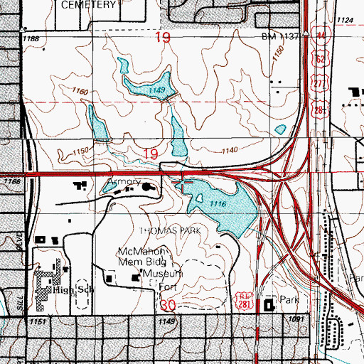 Topographic Map of Kiowa and Commanche Agency (historical), OK