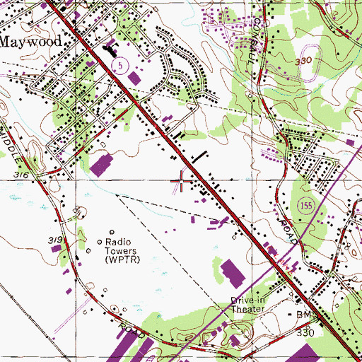 Topographic Map of Lone Pine Community Mobile Home Park, NY