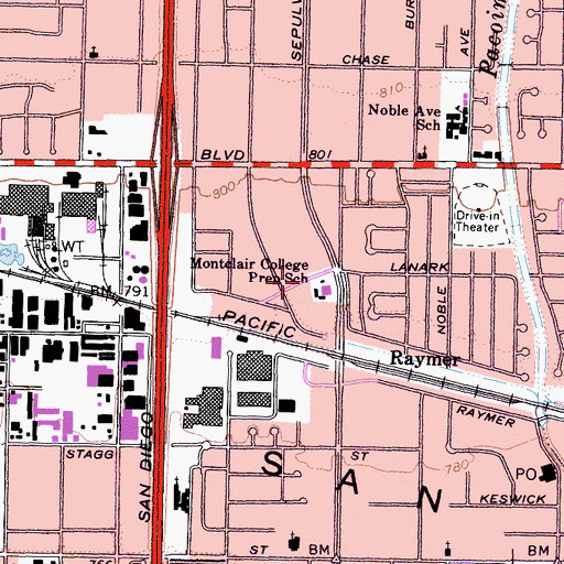Topographic Map of Montclair College Prep School, CA