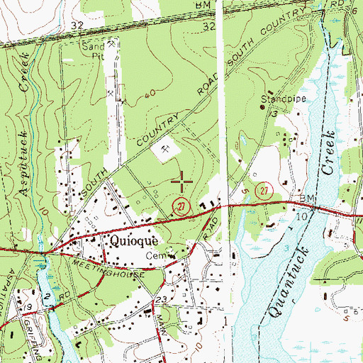 Topographic Map of Suffolk Pines, NY