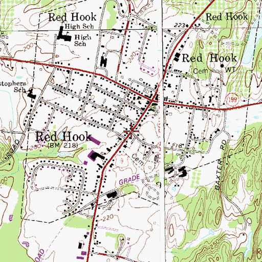 Topographic Map of Christ Church of Red Hook, NY