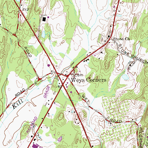 Topographic Map of Old Rhinebeck Cemetery, NY