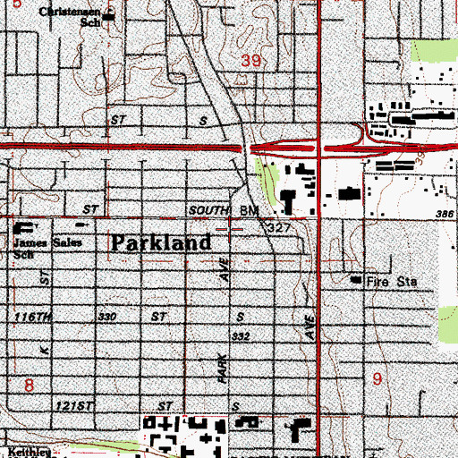 Topographic Map of Damascus Unity Baptist Church, WA