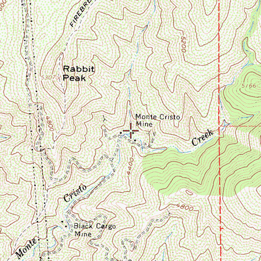Topographic Map of Monte Cristo Mine, CA