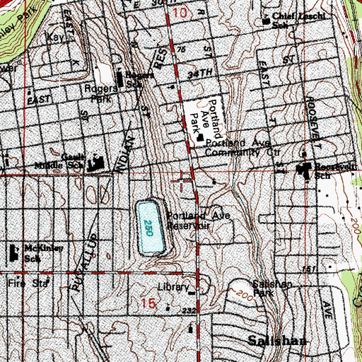 Topographic Map of Eastside Baptist Church, WA