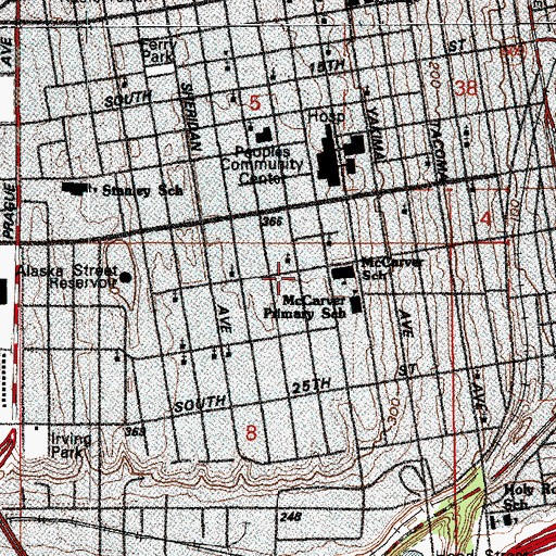 Topographic Map of Edwards Temple Church, WA