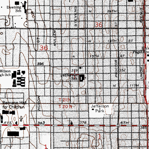 Topographic Map of Emmanuel Lutheran Church, WA