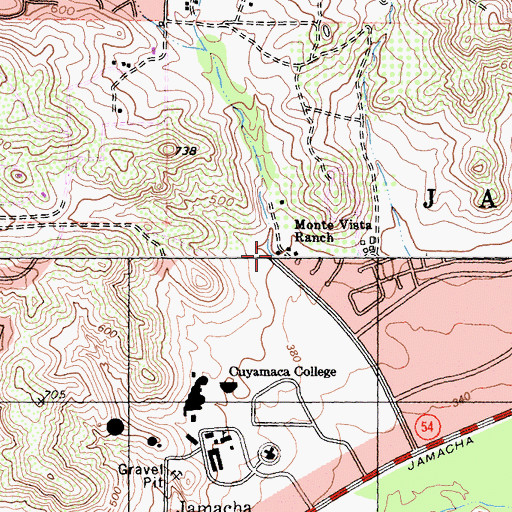 Topographic Map of Monte Vista Ranch, CA