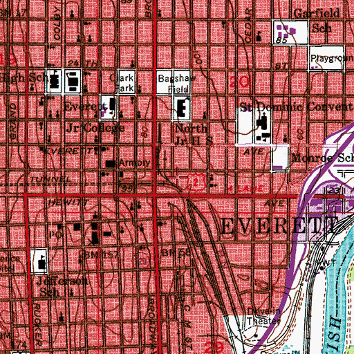 Topographic Map of Everett Rock Church, WA