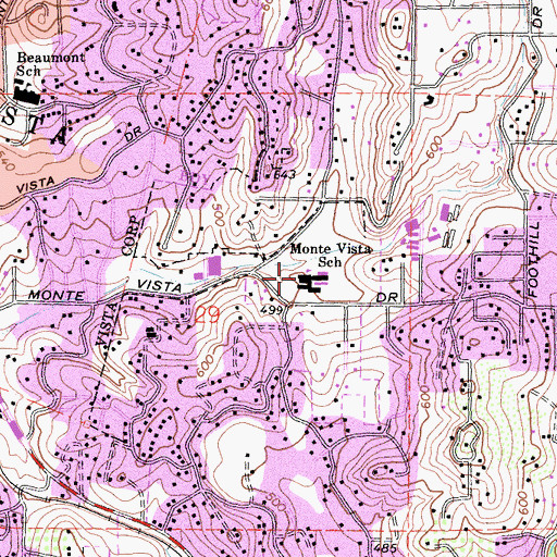 Topographic Map of Monte Vista Elementary School, CA