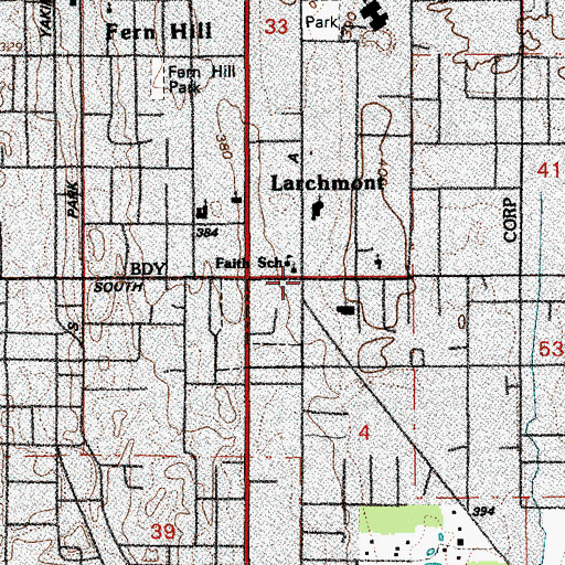 Topographic Map of Faith Lutheran Church, WA