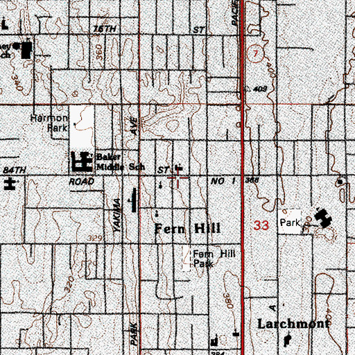 Topographic Map of Fern Hill United Methodist Church, WA