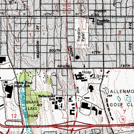 Topographic Map of First Assembly of God Life Center, WA