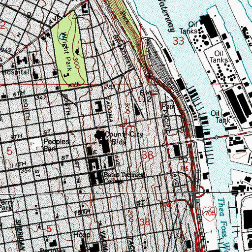 Topographic Map of First Baptist Church, WA