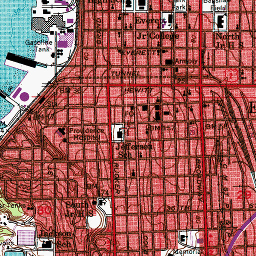 Topographic Map of First Baptist Church, WA