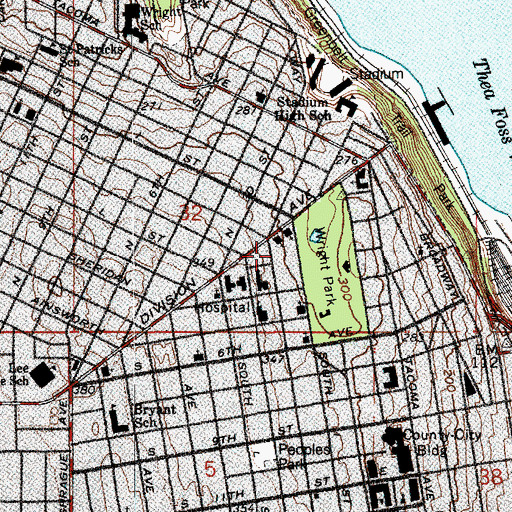 Topographic Map of First Congregational Church, WA