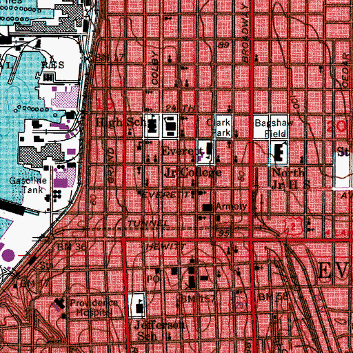 Topographic Map of First Congregational Church, WA