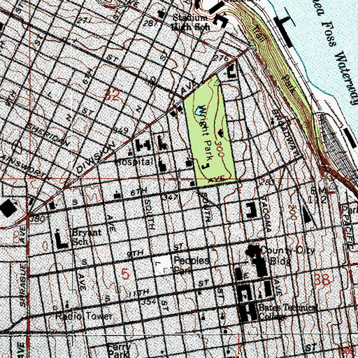 Topographic Map of First Lutheran Church, WA
