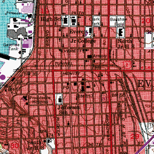Topographic Map of First Presbyterian Church, WA