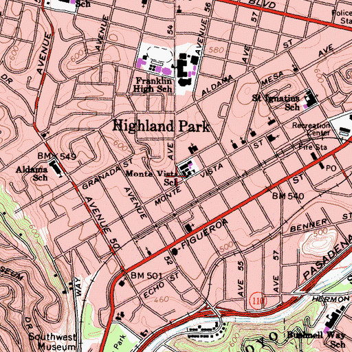 Topographic Map of Monte Vista Elementary School, CA