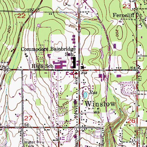 Topographic Map of Bainbridge Island Library, WA