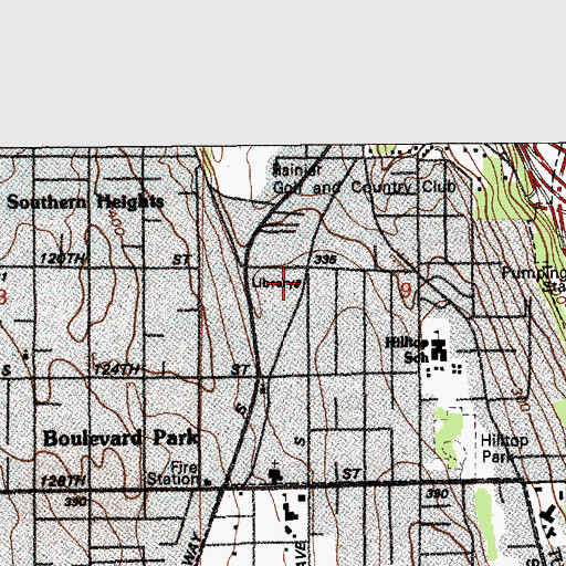 Topographic Map of Boulevard Park Library, WA