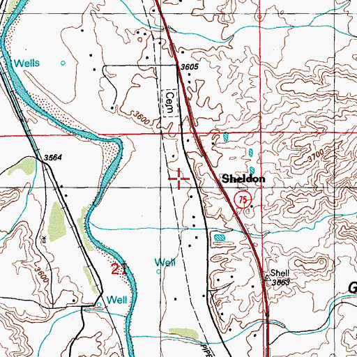 Topographic Map of Sheldon, AZ