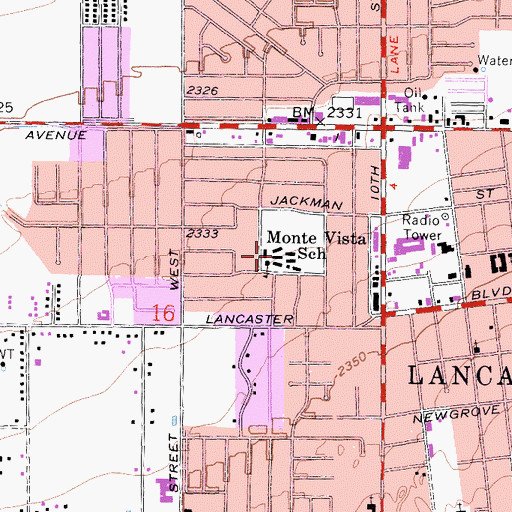 Topographic Map of Monte Vista Elementary School, CA