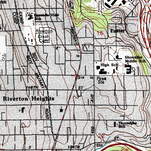 Topographic Map of Foster Library, WA