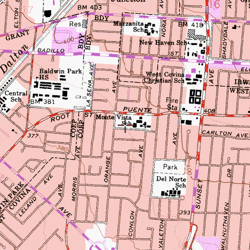 Topographic Map of Monte Vista Elementary School, CA