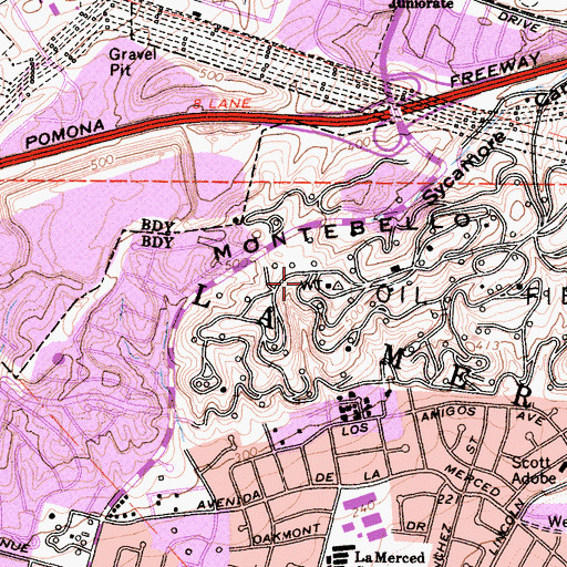 Topographic Map of Montebello Hills, CA